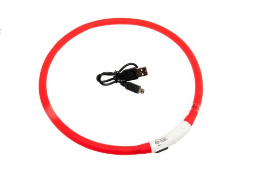 Karlie 64939 Visio Light Collar LED Ajustable Máximo 70 cm, Recargable con USB, Rojo