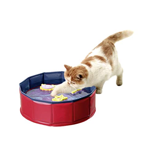 Karlie for Cat Kitty Lake Piscina para Gato con 3 Juguetes, 30 x 10 cm, Red/Blue, 1 Unidad (Paquete de 1)