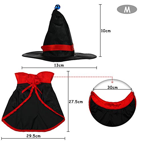 KATELUO Capa de Mascota para Halloween, Apto para Halloween Gato y decoración de Perro, Disfraz de Vampiro de Halloween de Sombrero de Mago de Capa de Vampiro para Fiesta, Disfraz de Mascota