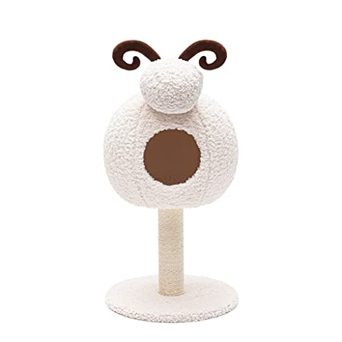 Kdekifn Casa con forma de cordero Cama para gatos Cuerda de sisal Árbol de gatos extraíble para gatos Árbol Cueva de gatos de Navidad Camas para mascotas de calentamiento automático Suministros para m