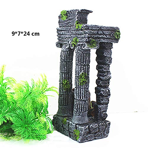 KDOAE Décor de Acuario Columna Creativo Ornamento Resina Plaza Romana con el Compartimiento de paisajismo Peces de Acuario Decoración Accesorios de Decoración (Color : Painted, Size : 9x7x24cm)