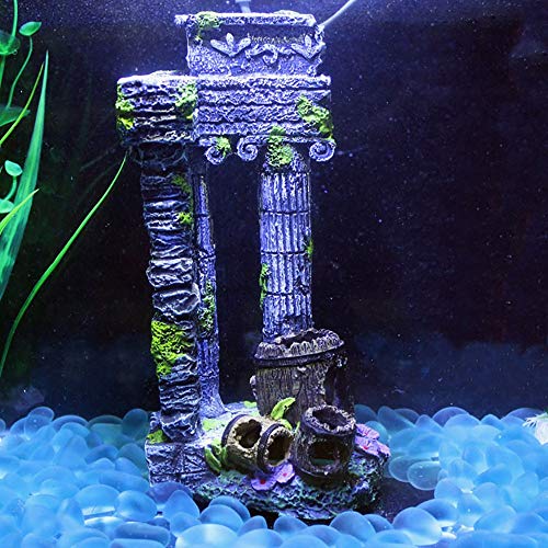 KDOAE Décor de Acuario Columna Creativo Ornamento Resina Plaza Romana con el Compartimiento de paisajismo Peces de Acuario Decoración Accesorios de Decoración (Color : Painted, Size : 9x7x24cm)