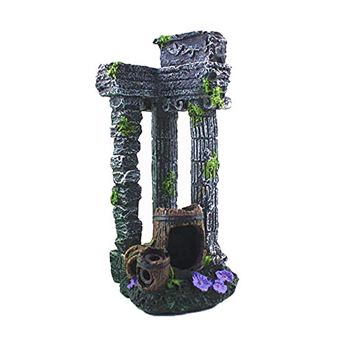 KDOAE Décor de Acuario Columna Creativo Ornamento Resina Plaza Romana con el Compartimiento de paisajismo Peces de Acuario Decoración Accesorios de Decoración (Color : Painted, Size : 9x7x24cm)