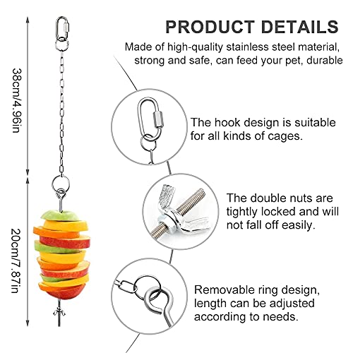 Keleily Comedero Colgante,2Piezas Comedero para gallinas Alimentador Colgante de Acero Inoxidable alimentador de Verduras y Frutas Colgante de Verduras Pollo para gallinas Patos Aves