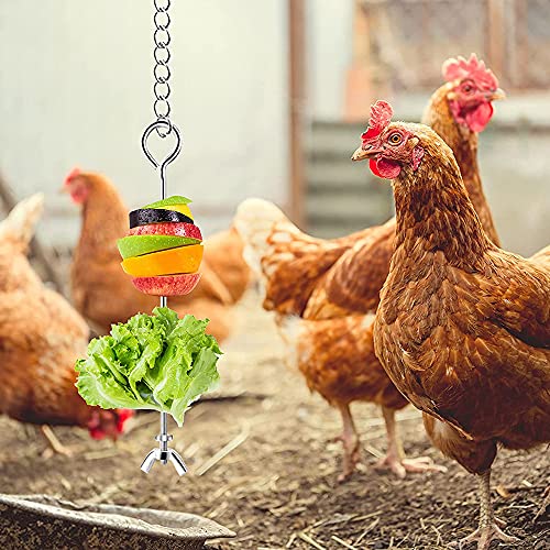 Keleily Comedero Colgante,2Piezas Comedero para gallinas Alimentador Colgante de Acero Inoxidable alimentador de Verduras y Frutas Colgante de Verduras Pollo para gallinas Patos Aves