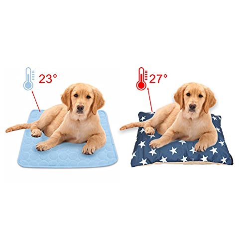 Kennelmat Bed Summer Pet Cooling Mats Perros Summer Dog Bed Small Medium Large Dogs Gatos Pet Cool Sofá Cojín Colchón para Gato 70X56Cm Azul