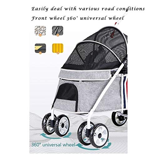 KHUY Carrito para Perros Pequefios, Cochecito para Perros Barato Sillas de Paseo con el Toldo Ajustable, Perros Cochecitos para Perros Pequeño Mediano Plazo de 20 Kg (Color : Black)