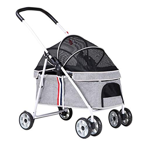 KHUY Carrito para Perros Pequefios, Cochecito para Perros Barato Sillas de Paseo con el Toldo Ajustable, Perros Cochecitos para Perros Pequeño Mediano Plazo de 20 Kg (Color : Gray)