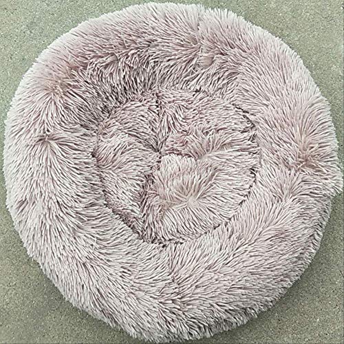 KIFFAY Big Orthopedic Dog Bed Comfortable Doughnut Round Washable Deep Sleep Calming Dog Beds For Large Dog Medium Dogs and Cat Supply Café Ligero/S 50cm