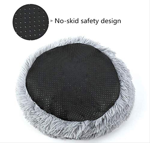 KIFFAY Big Orthopedic Dog Bed Comfortable Doughnut Round Washable Deep Sleep Calming Dog Beds For Large Dog Medium Dogs and Cat Supply Café Ligero/S 50cm