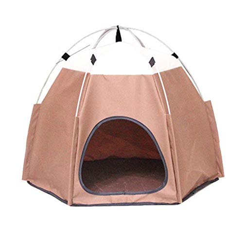 KingbeefLIU Casa De Mascotas Al Aire Libre Interior Portátil Plegable Lavable Linda Tienda De Campaña para Mascotas para Perros Pequeños Gatos Café Claro