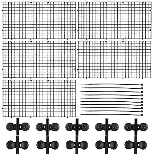 Kingrun 5 Piezas Separador de Acuario, Divisor de Acuario Rejilla de Plástico, Separador Bandeja para Peces, Malla Divisoria del Tanque del Acuario con 10 Clips de Ventosas y 10 Bridas para Cables