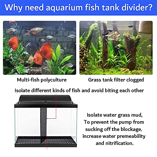 Kingrun 5 Piezas Separador de Acuario, Divisor de Acuario Rejilla de Plástico, Separador Bandeja para Peces, Malla Divisoria del Tanque del Acuario con 10 Clips de Ventosas y 10 Bridas para Cables