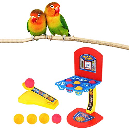 KJ-KUIJHFF - Juego de aros de baloncesto con diseño de pájaros, baloncesto, juego de mesa, loro, juguete educativo para entrenamiento de guacamayo, morder morder juguete