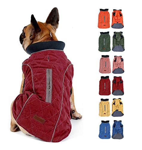 Komate Abrigo de Invierno para Perros Chaleco cálido con Vestido de Rayas Reflectantes para Perros pequeños medianos Grandes (XL (Cofre: 62-70 cm), Rojo)