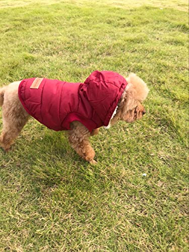 Komate Chaqueta de Invierno cálido para Perros Abrigo Grueso de Invierno Chaleco de Tela para Perros pequeños medianos Grandes (XXL (tamaño del Pecho 68 cm), Rojo)