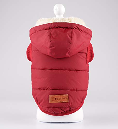 Komate Chaqueta de Invierno cálido para Perros Abrigo Grueso de Invierno Chaleco de Tela para Perros pequeños medianos Grandes (XXL (tamaño del Pecho 68 cm), Rojo)