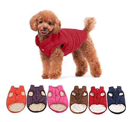 Komate Chaqueta Polar de Invierno para Perros Cómodo Abrigo Suave y cálido para Clima frío con Nieve Chaqueta Cortavientos para Perros y Mascotas (XXL (Pecho 69 cm), Rojo)