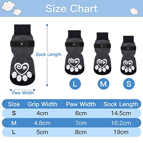 KOOLTAIL Calcetines para perros antideslizantes para perros con protector de huellas de perro, 2 pares de calcetines ajustables para perros para mascotas en interiores y exteriores