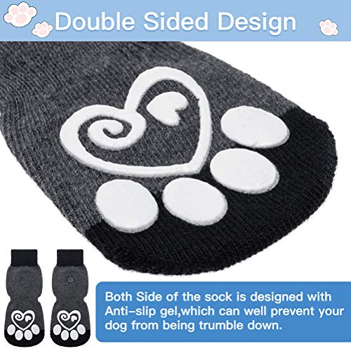 KOOLTAIL Calcetines para perros antideslizantes para perros con protector de huellas de perro, 2 pares de calcetines ajustables para perros para mascotas en interiores y exteriores