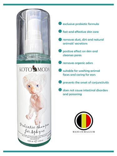 Kotomoda Champú probiótico para Sphynx Cats 120 ml con generador de espuma