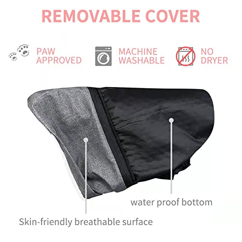 KROSER Cama de Perro con Almohada Reversible, Lavable a Máquina Cubiertas Extraíbles,Fondo Impermeable Antideslizante,65cm Cama para Mascota Pequeños y Gatos de hasta 11kg-Marrón Claro/Azul