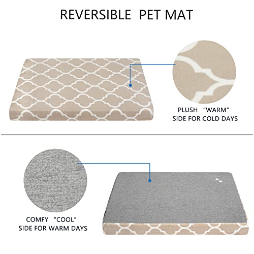 KROSER colchoneta para Perros 91 x 67 cm, Cama para Mascotas Manta para Perros Lavable de Doble Cara (cálida y fría), Adecuada para Perros pequeños y Gatos de Menos de 32 kg, marrón