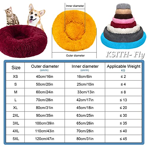 KSITH- Fly Cama para Mascotas Lavables Perros Gatos Antiestres ​Suave Cama Mascota Redonda Desenfundable Antideslizante ​Duradera Colchon Mascota- Apricot|| Ø50/20in(S)