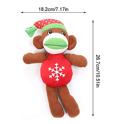 Ksydhwd Peluches para Perros 2 Piezas De Juguete De Peluche Masticable De Perro con Forma De Mono Navideño con Sirena Incorporada, Rascador Suave para Mascotas, Juego De Patas para Moler