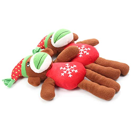 Ksydhwd Peluches para Perros 2 Piezas De Juguete De Peluche Masticable De Perro con Forma De Mono Navideño con Sirena Incorporada, Rascador Suave para Mascotas, Juego De Patas para Moler