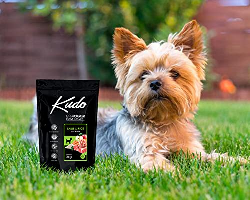 Kudo Pienso Seco Prensado en Frío para Perros Adultos de Pequeño Tamaño. Receta Natural Adulto Mini Cordero 3 Kg. Sin Gluten. Elaborado con Ingredientes Naturales