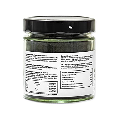 KUNKAY Supergreenkun Perros y Gatos - 180 g | Suplemento Natural para favorecer una Dieta Completa y equilibrada (espirulina, clorela y Aceite de Pescado)