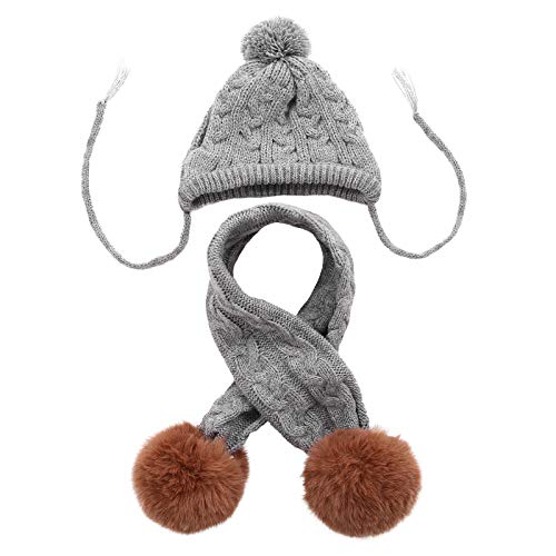 Kuoser - Juego de gorro y bufanda para perro, gorro de punto para mascotas, Navidad, invierno, cálido, accesorio para cuello, decoración de fiesta para perros pequeños, medianos y grandes