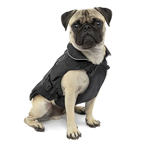 Kurgo Abrigo Negro de Invierno para Perros North Conuntry. Disponible en Talla extrapequeña, pequeña, Mediana, Grande y Extragrande