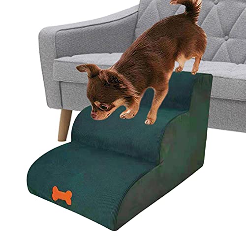 Kuyatioo Escalones para Perros - Rampas de Escalera para Mascotas de 3 escalones - Rampas de Esponja de Alta Densidad para Mascotas pequeñas, escalones Lavables extraíbles para Cachorros y Gatitos