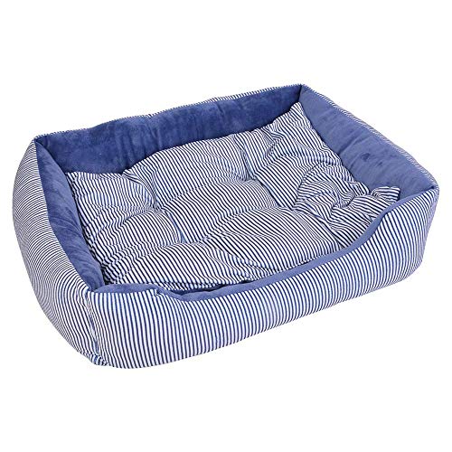 laamei Cama Rectangular para Mascotas Alfombra Desmontable y Extraíble con Cojín Cama de Dormir Estampada de Rayas para Gato y Pequeño Perro Nido Mediano Casa Cómoda Lavable para Todas Estaciones