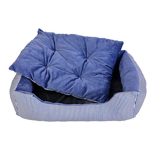 laamei Cama Rectangular para Mascotas Alfombra Desmontable y Extraíble con Cojín Cama de Dormir Estampada de Rayas para Gato y Pequeño Perro Nido Mediano Casa Cómoda Lavable para Todas Estaciones