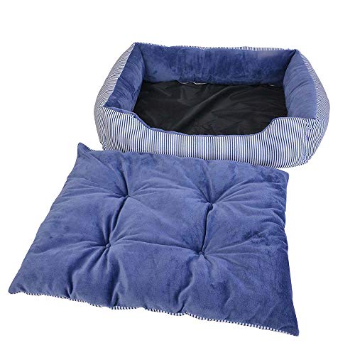 laamei Cama Rectangular para Mascotas Alfombra Desmontable y Extraíble con Cojín Cama de Dormir Estampada de Rayas para Gato y Pequeño Perro Nido Mediano Casa Cómoda Lavable para Todas Estaciones