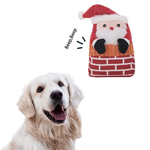 LaiFug Juguete de perro de peluche, juego de Navidad de juguete de 7 piezas, juguete para mascotas, juguete chirriante, calcetín de Navidad