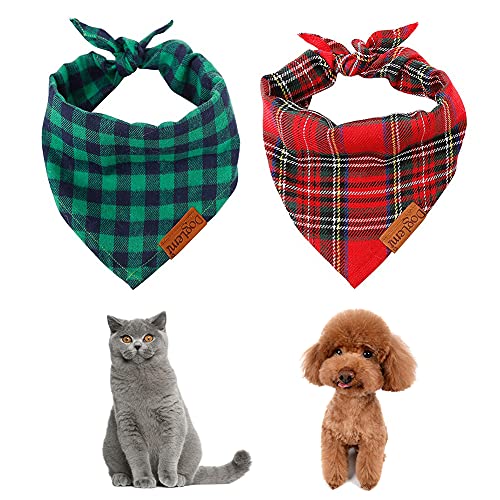 LALFPET 2 bandanas lavables para perros de Navidad, bufandas para mascotas, regalo de cumpleaños, triángulo para perros, accesorios de decoración para perros pequeños y grandes, regalos para gatos