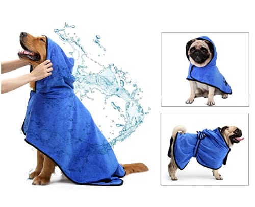 LALFPET Toalla de baño para perro con absorción de agua, toalla de baño para perro con correa ajustable para gatos y perros