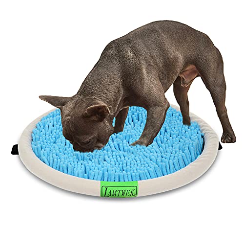 LAMTWEK Alfombra Olfativa Perros - Diámetro 43cm, Juguete Perro Interactivo,Manta Olfativa para Perros, Snuffle Mat, Fomente Las Habilidades Naturales de búsqueda de Alimentos de Las Mascotas