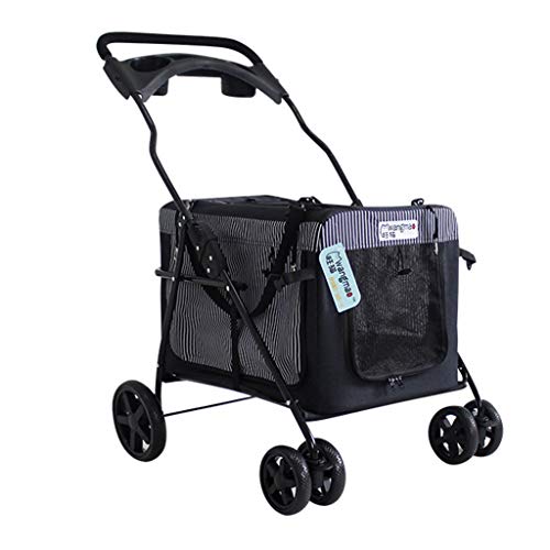 LAMZH Tres Ruedas Para Gato Perro Cochecito Mascotas, Jaula Coche Bebé Cuatro Ruedas Aire Libre Carro Peluche Luz Portátil Plegable Bolsa Bicicleta Separación Perro Gato Cochecito Asiento Coche Cochec