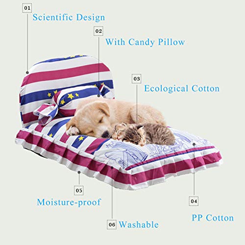 LANHA Cama Grande para Perros Algodón ecológico Tela Oxford Impermeable Camas para Perros, con Almohada de Caramelo Salón Lavable para Perros con Funda extraíble 3 tamaños