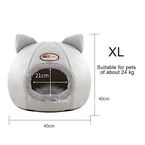 laoonl Saco de dormir para mascotas, cama cómoda para gatos y perros, cama iglú para mascotas ocultando cueva, cojín lavable