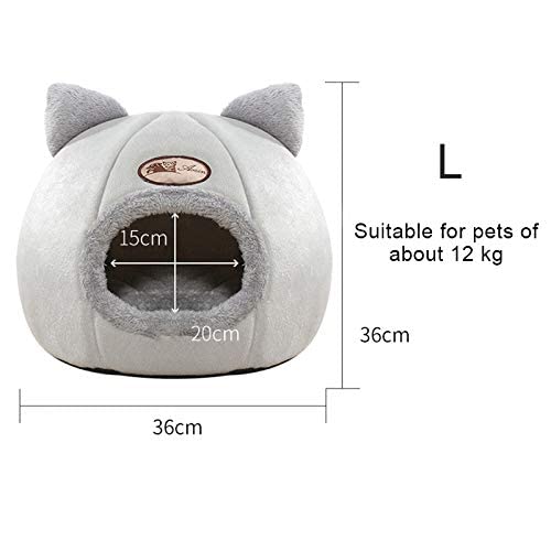 laoonl Saco de dormir para mascotas, cama cómoda para gatos y perros, cama iglú para mascotas ocultando cueva, cojín lavable