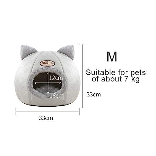 laoonl Saco de dormir para mascotas, cama cómoda para gatos y perros, cama iglú para mascotas ocultando cueva, cojín lavable