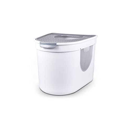 Large Fully Enclosed Litter Box Three- Door Top- out Cat Toilet Splash- Proof and Odor- Resistant Flip- Top Cat Toilet