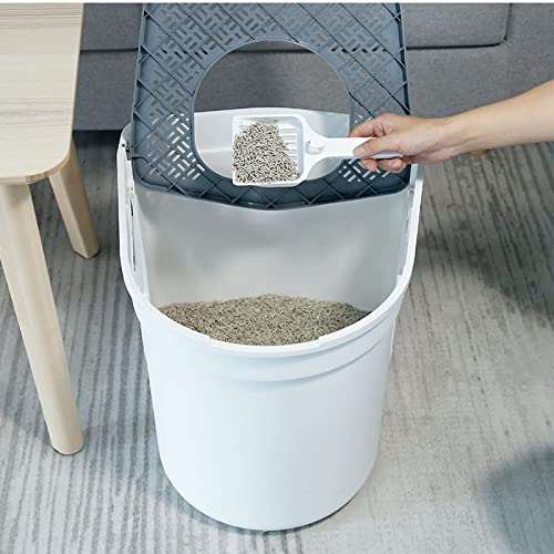 Large Fully Enclosed Litter Box Three- Door Top- out Cat Toilet Splash- Proof and Odor- Resistant Flip- Top Cat Toilet