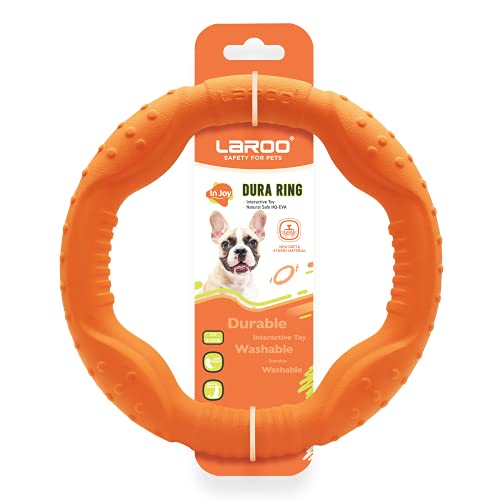 LaRoo Anillo de fitness para perros, disco volador, juguete indestructible, entrenamiento para mascotas en verano para perros medianos y pequeños (22 cm, naranja)